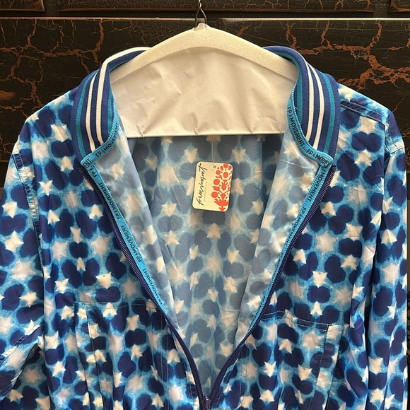 FREE PEOPLE MOVEMENT Top Seed Printed Tennis Activewear Jacket Blue Combo - Picture 12 of 16
